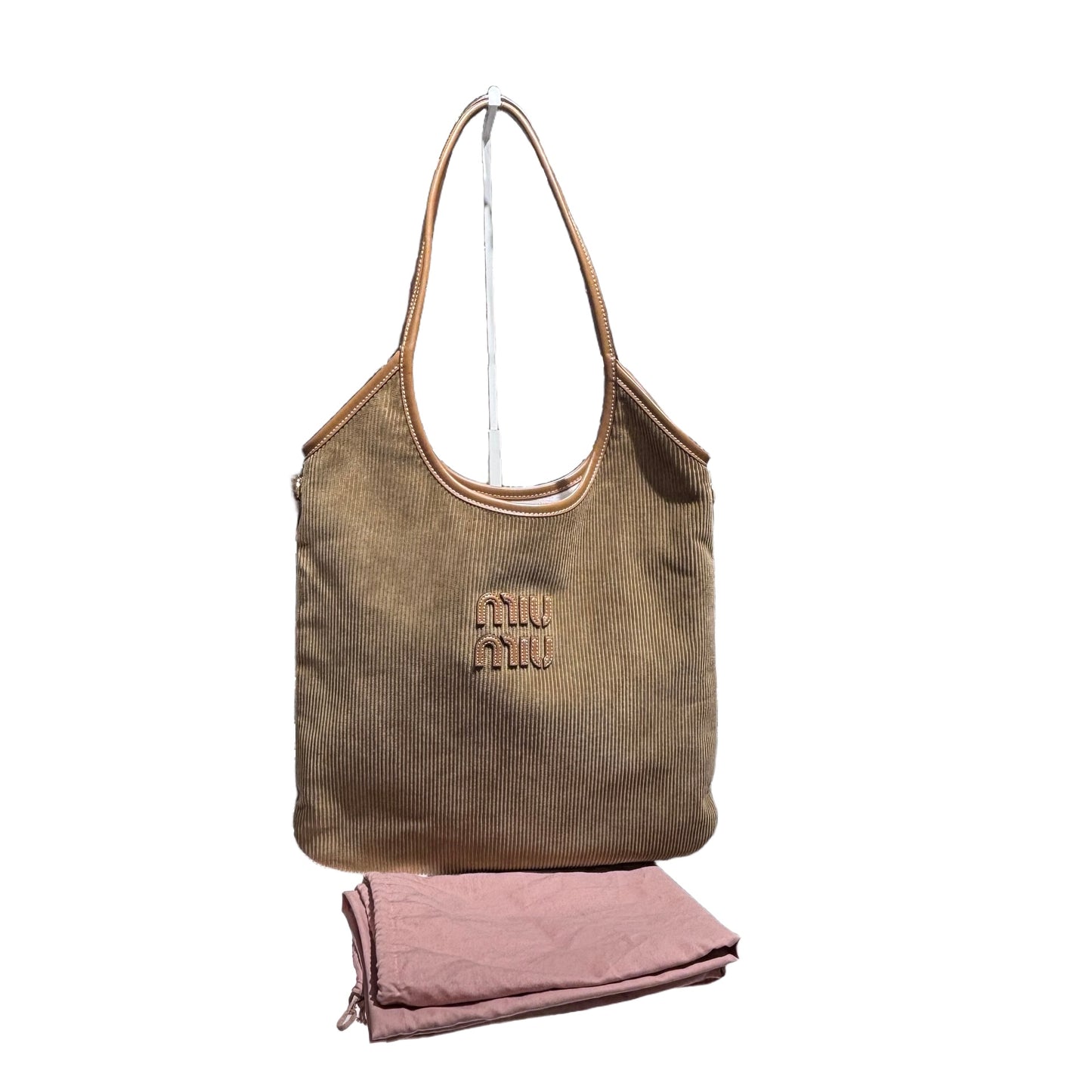 Used MIU MIU Corduroy Ivy bag Tote Bag Camel