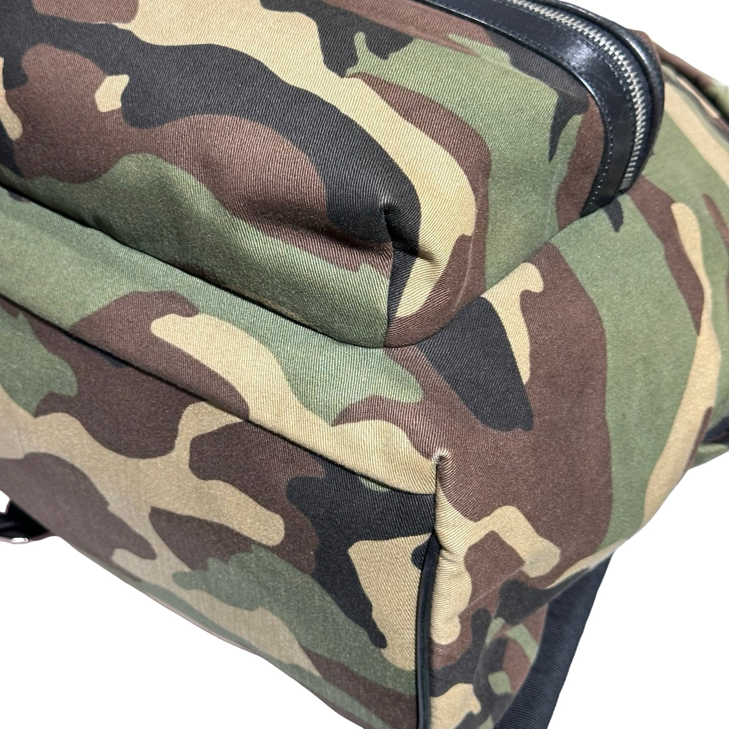 Used Saint Laurent Canvas Backpack Dark Green Black