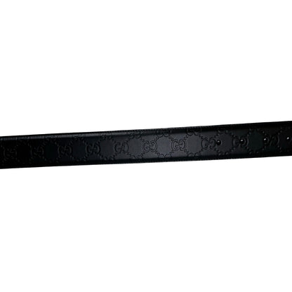 Brand New GUCCI Guccissima Leather Interlocking G Belt Belt Black PHW
