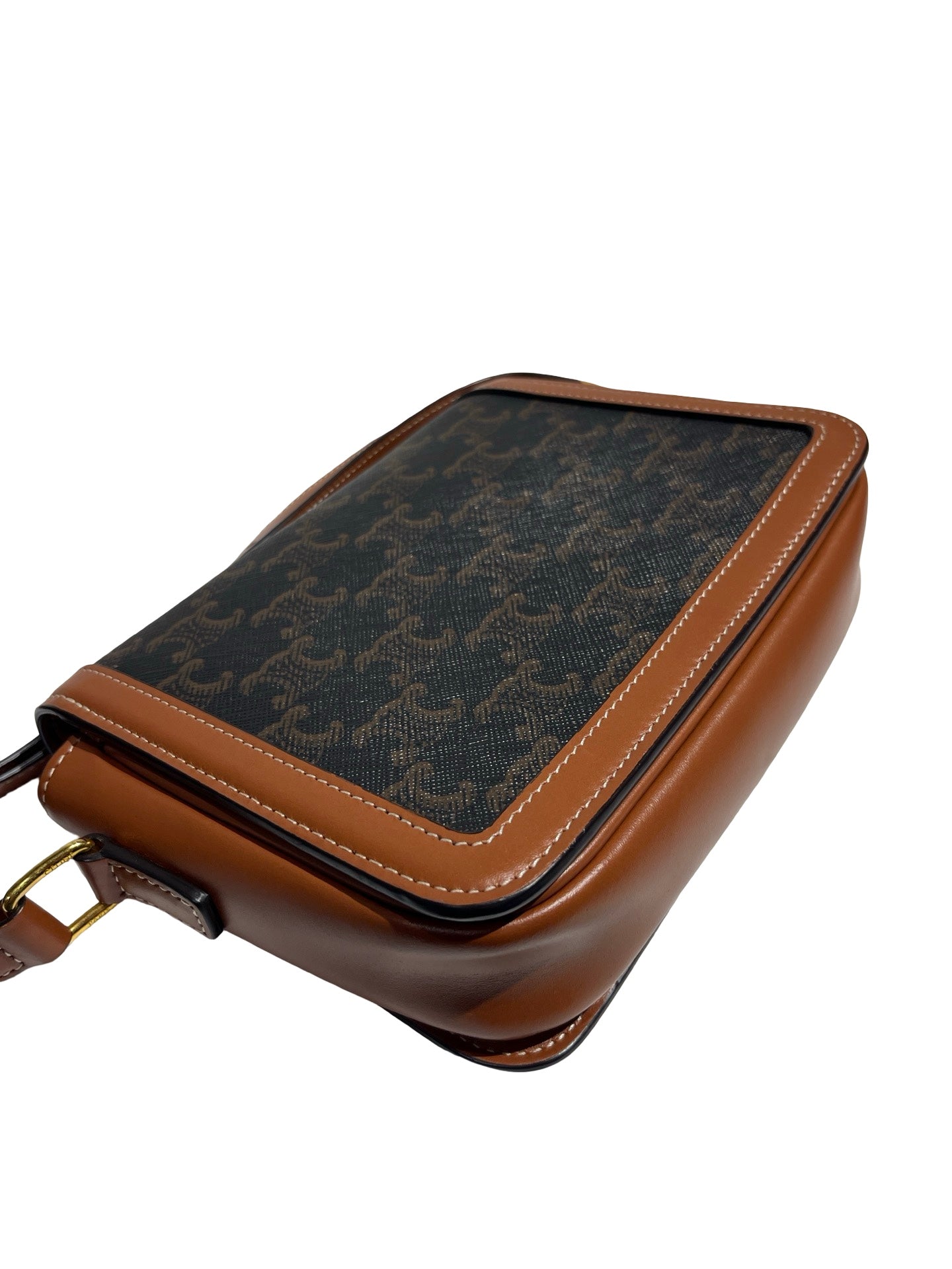 Used CÉLINE Teen Triomphe Bag Crossbody Bag Black Brown GHW