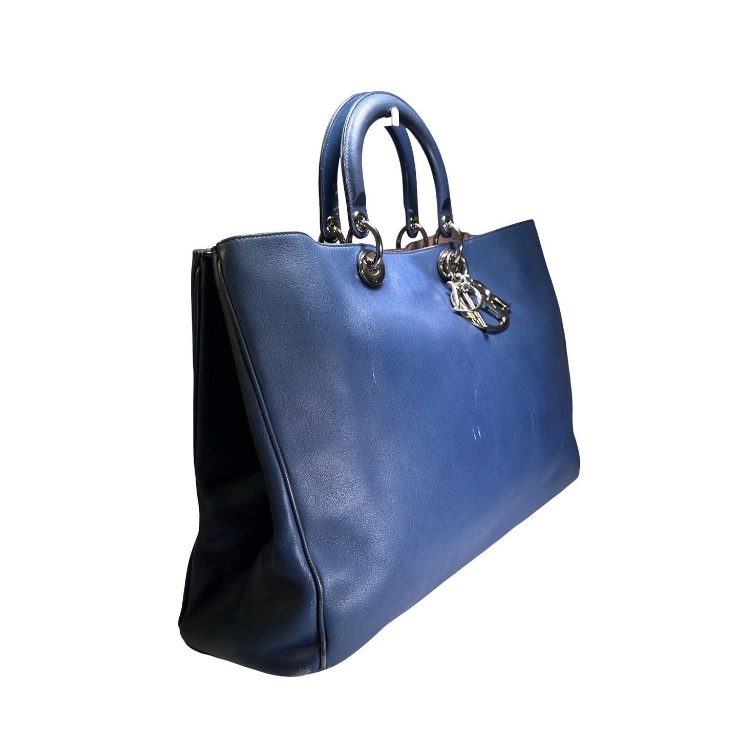 Used DIOR Leather Diorissimo Tote Bag Blue
