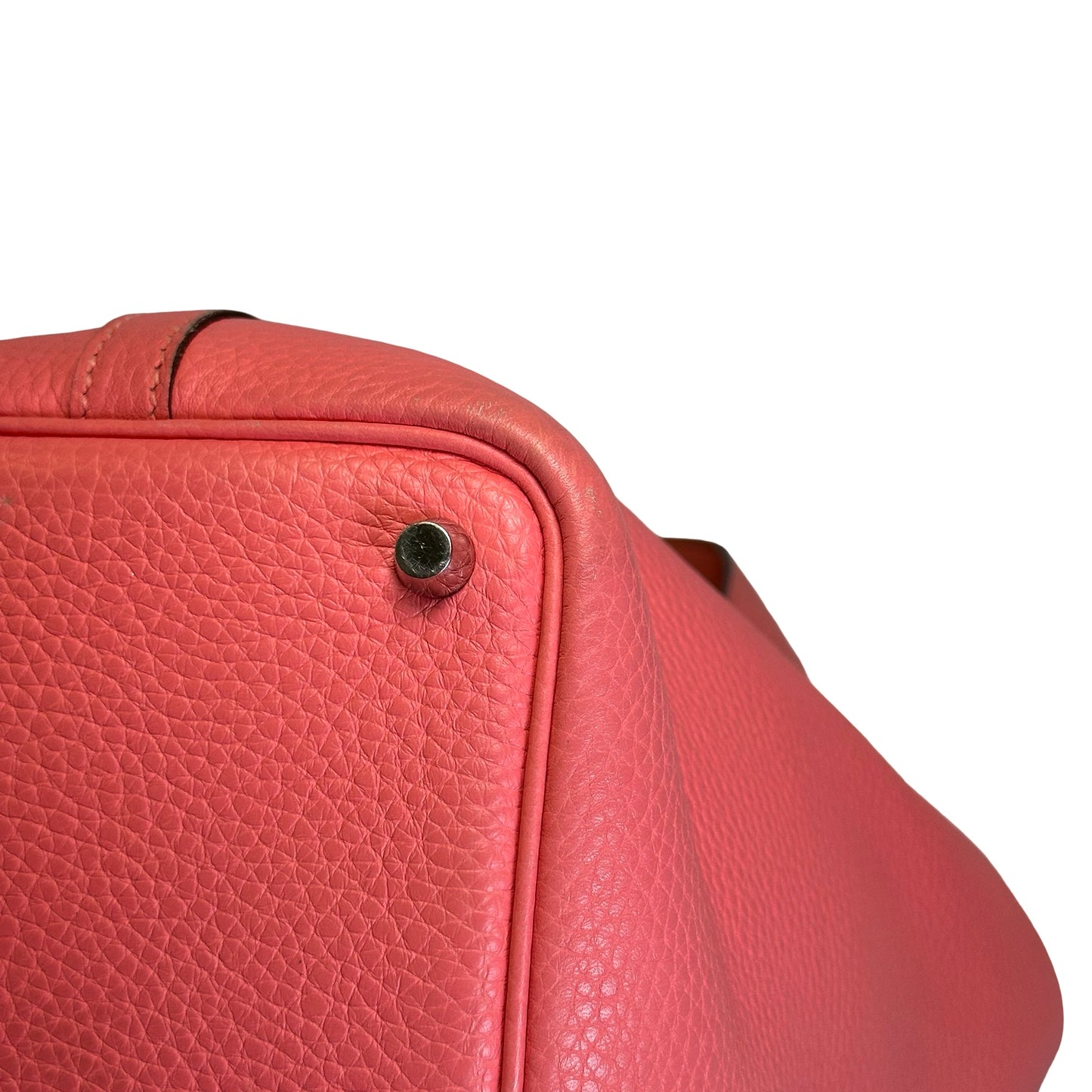Used HERMES Leather Solid color Picotin 18 Bucket Bag Pink Silver