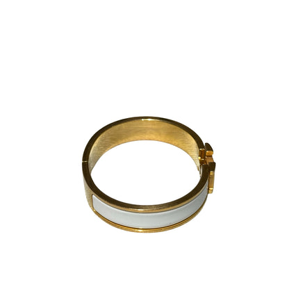Used HERMÈS Mini Clic Kelly Bracelet Accessories White GHW