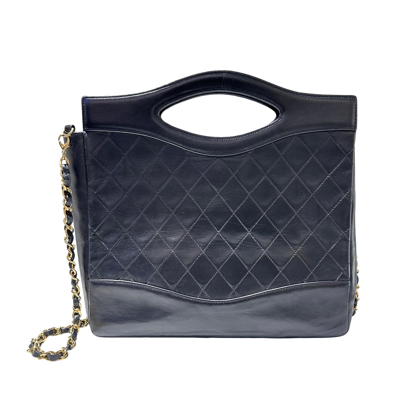 Used CHANEL Lambskin Leather Vintage 31 Small Handbag Black GHW