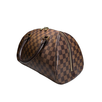 Used LOUIS VUITTON Damier Ebene Triana Handbag Brown GHW