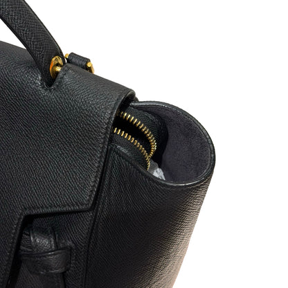 Used CÉLINE Calfskin Leather Belt Cross Body Bag Black GHW