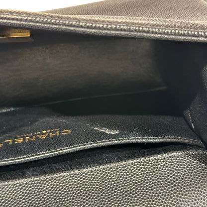 Used CHANEL Caviar Leather Boy 20cm Chain Shoulder Bag Black GHW