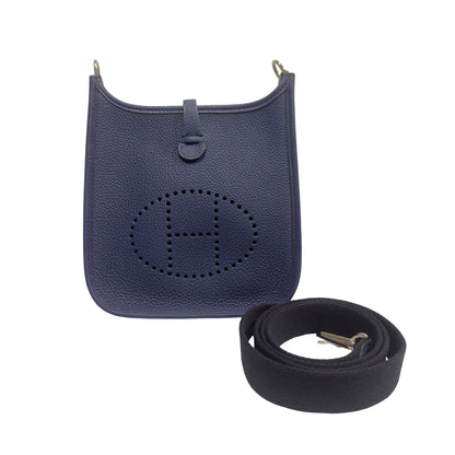 Used HERMES Clemence Mini Evelyne Crossbody Bag Blue