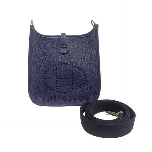 Used HERMES Clemence Mini Evelyne Crossbody Bag Blue