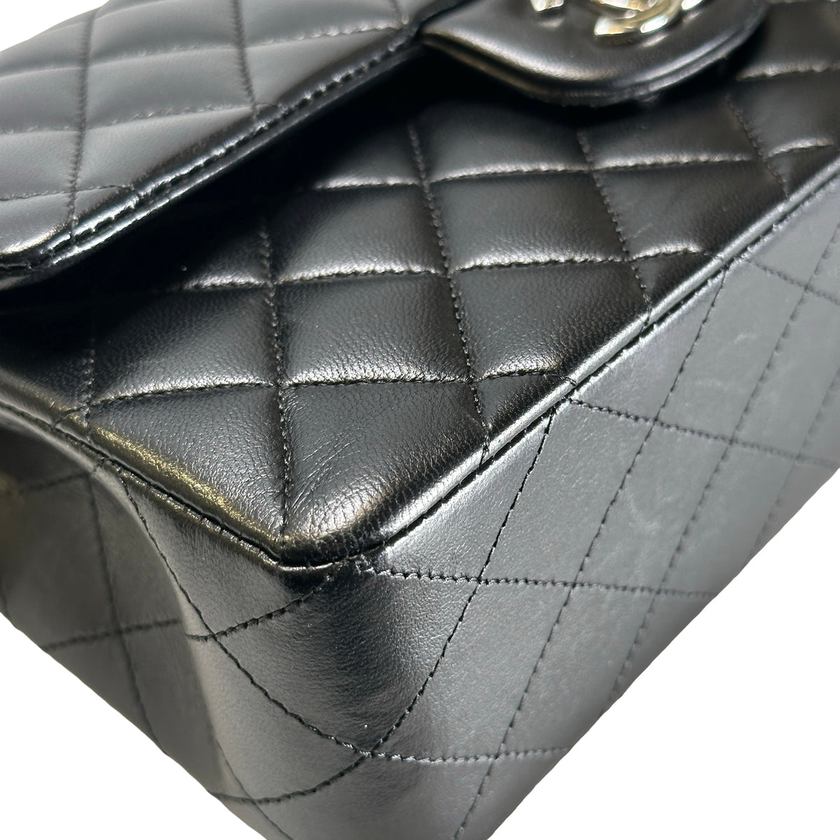 Used CHANEL Quilted Classic Flap Chain Shoulder Bag Black Silver