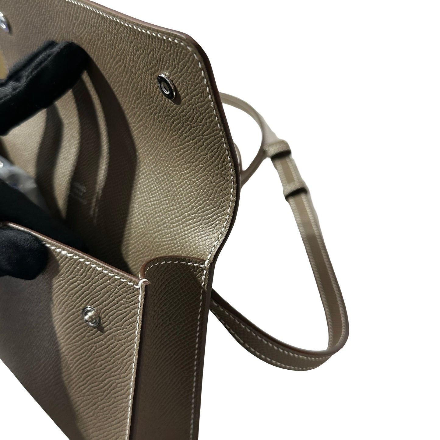 New HERMÈS Epsom Snap to Go Shoulder Bag Etoupe (18) GHW