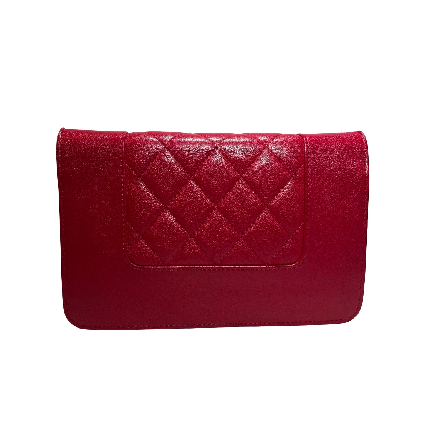 Used CHANEL Quilted Leather Wallet On Chain (WOC) Wallet on chain Red PHW