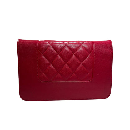 Used CHANEL Quilted Leather Wallet On Chain (WOC) Wallet on chain Red PHW