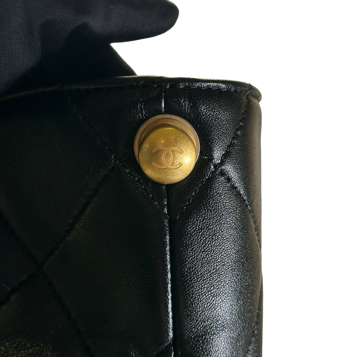 Used CHANEL Quilted Calfskin Hobo Bag Hobo Bag Black Gold