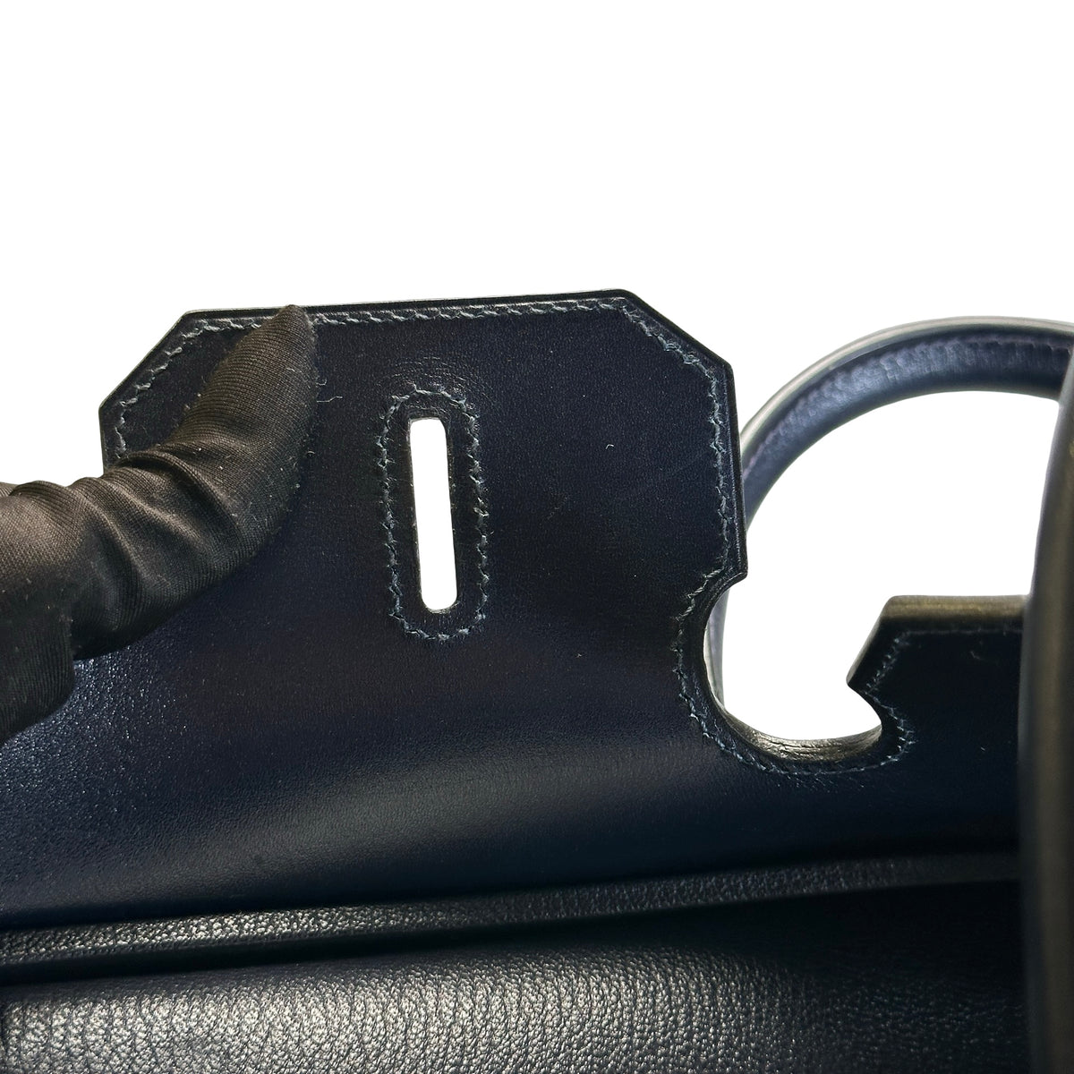 Used HERMES Leather Birkin Handbag Black Silver