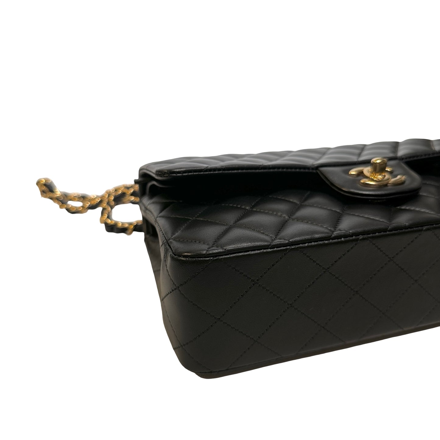 Used CHANEL Lambskin CF25 Shoulder Bag Black