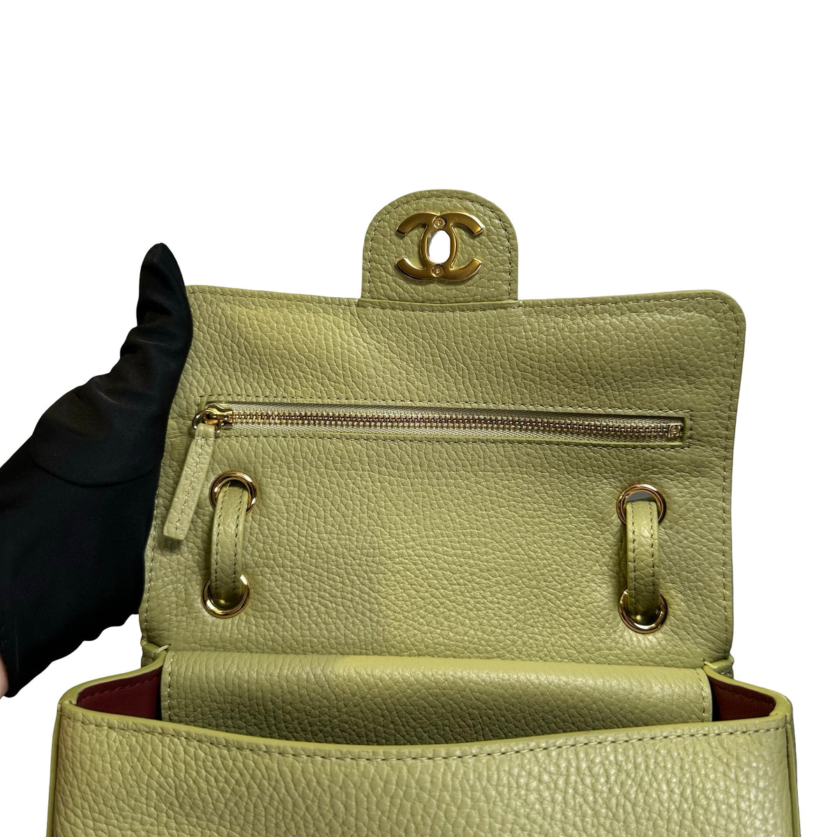 Brand New CHANEL Caviar Leather Mini Flap Bag Shoulder Bag Green GHW