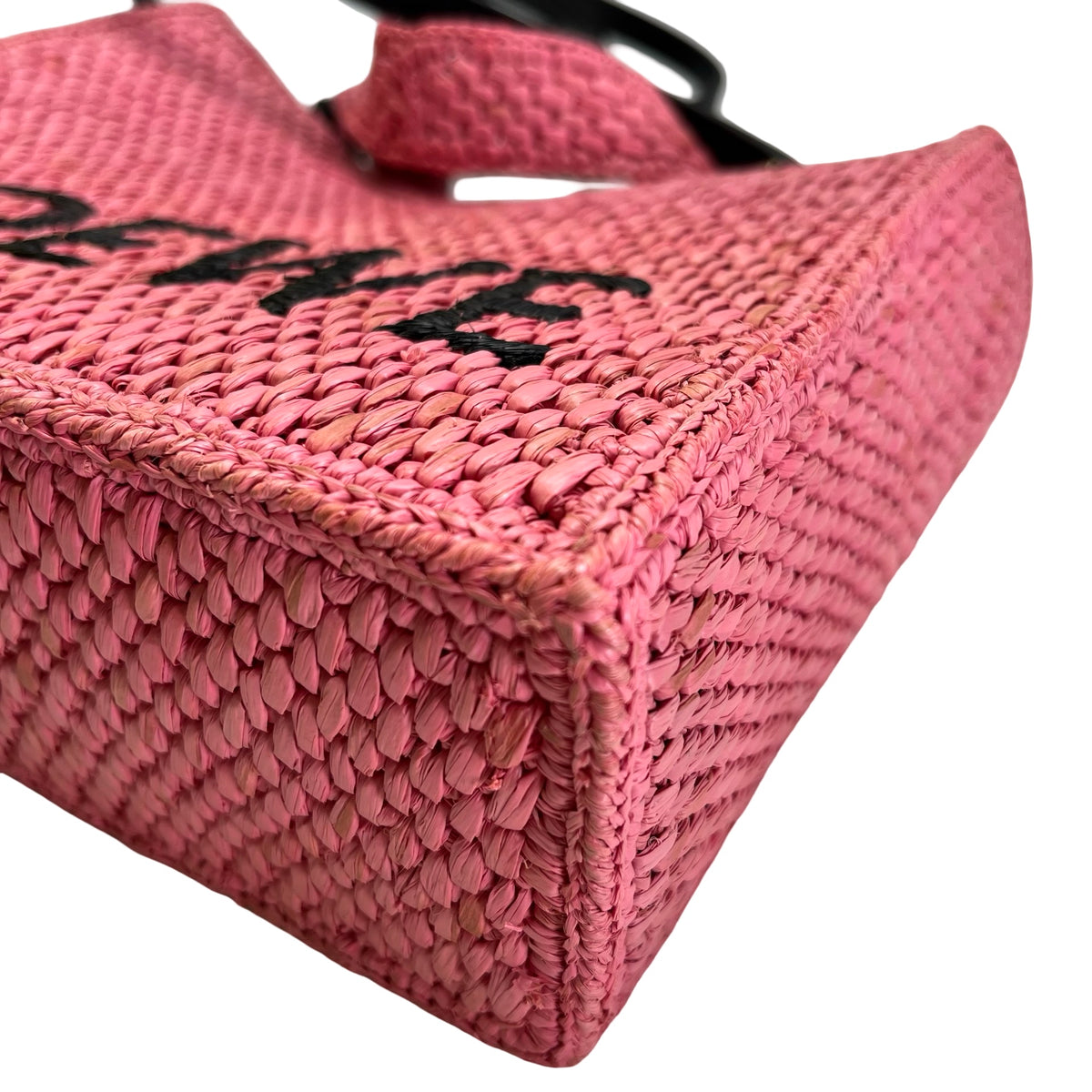 Used LOEWE Raffia Standard A4 Tote Bag Tote Bag Pink Black