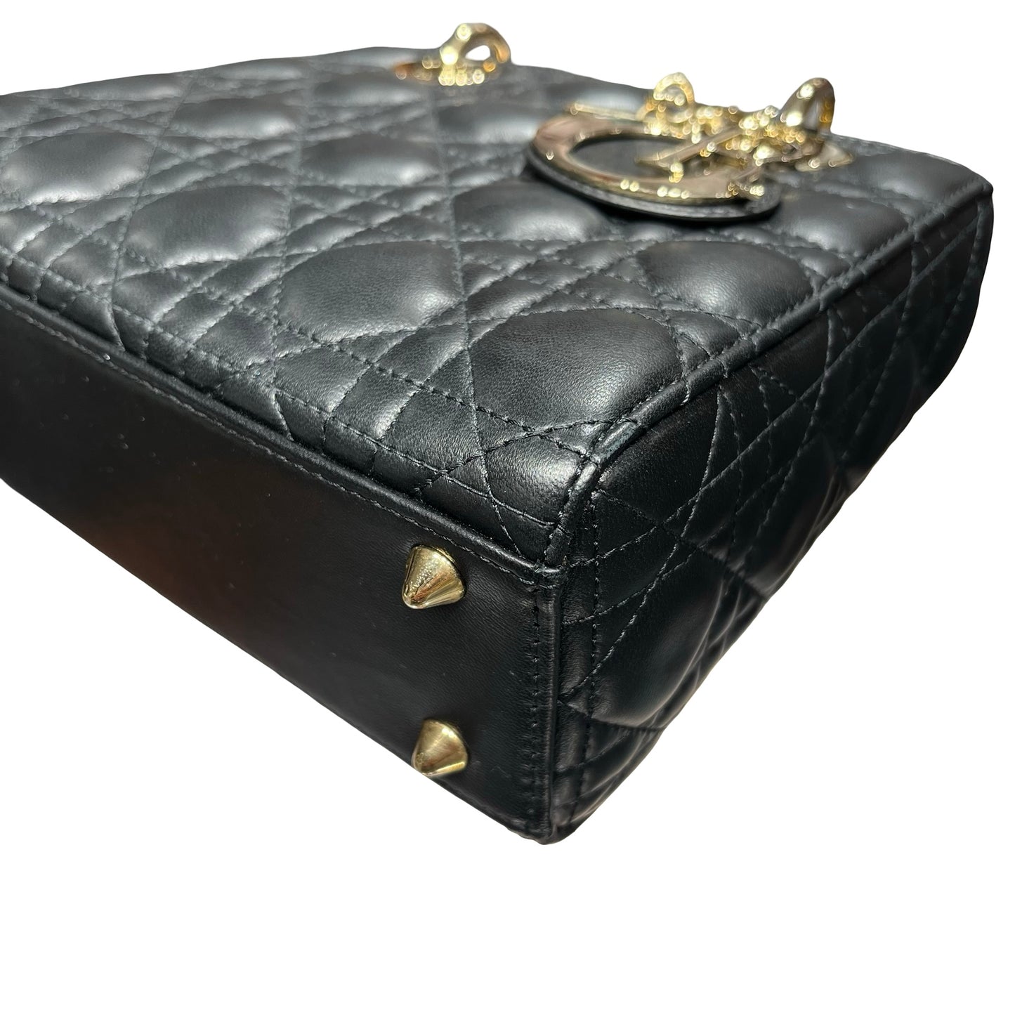 Used DIOR Lady Dior Handbag Black GHW