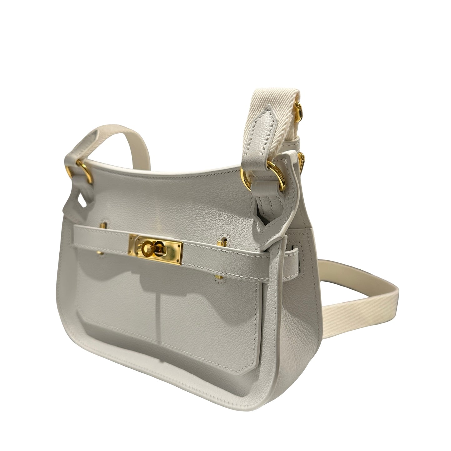 Used HERMES Evercolor Mini Jypsiere Cross body bag White GHW