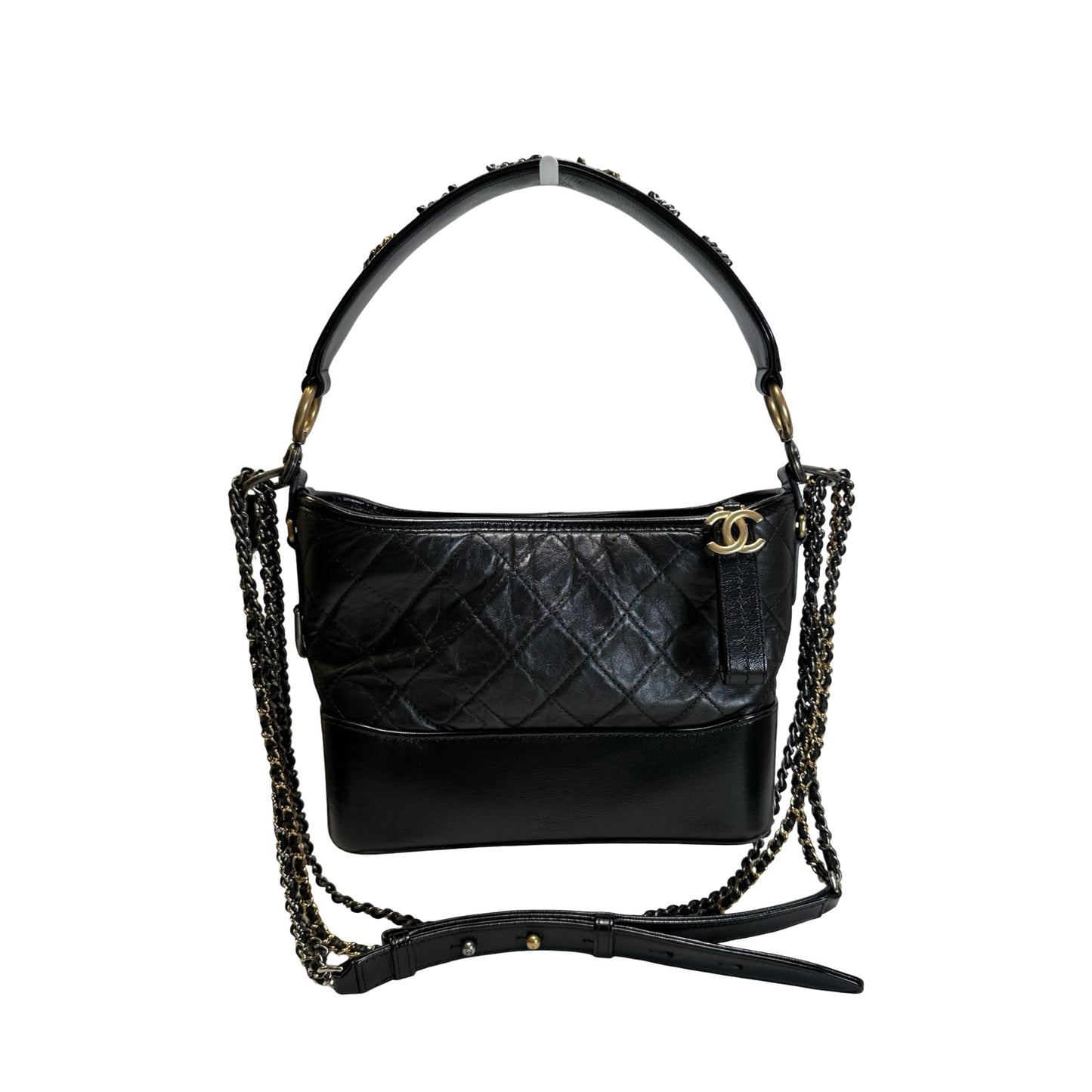 Used CHANEL Quilted Calfskin Gabrielle Hobo Shoulder Bag Black
