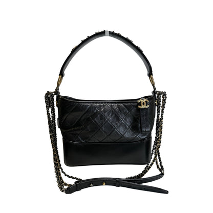 Used CHANEL Quilted Calfskin Gabrielle Hobo Shoulder Bag Black