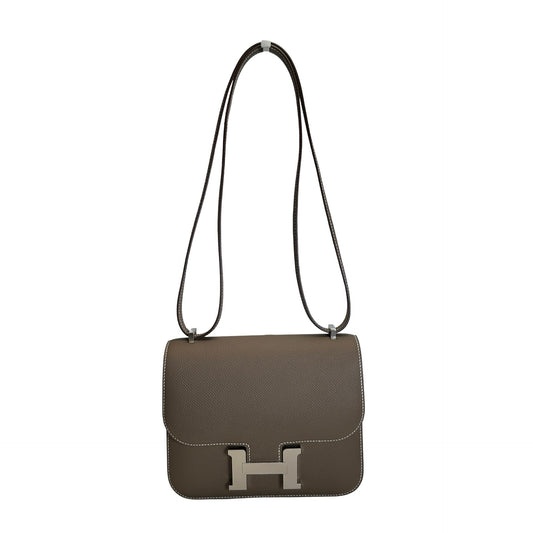 Brand New HERMES Epsom Mini Constance Shoulder Bag Etoupe PHW