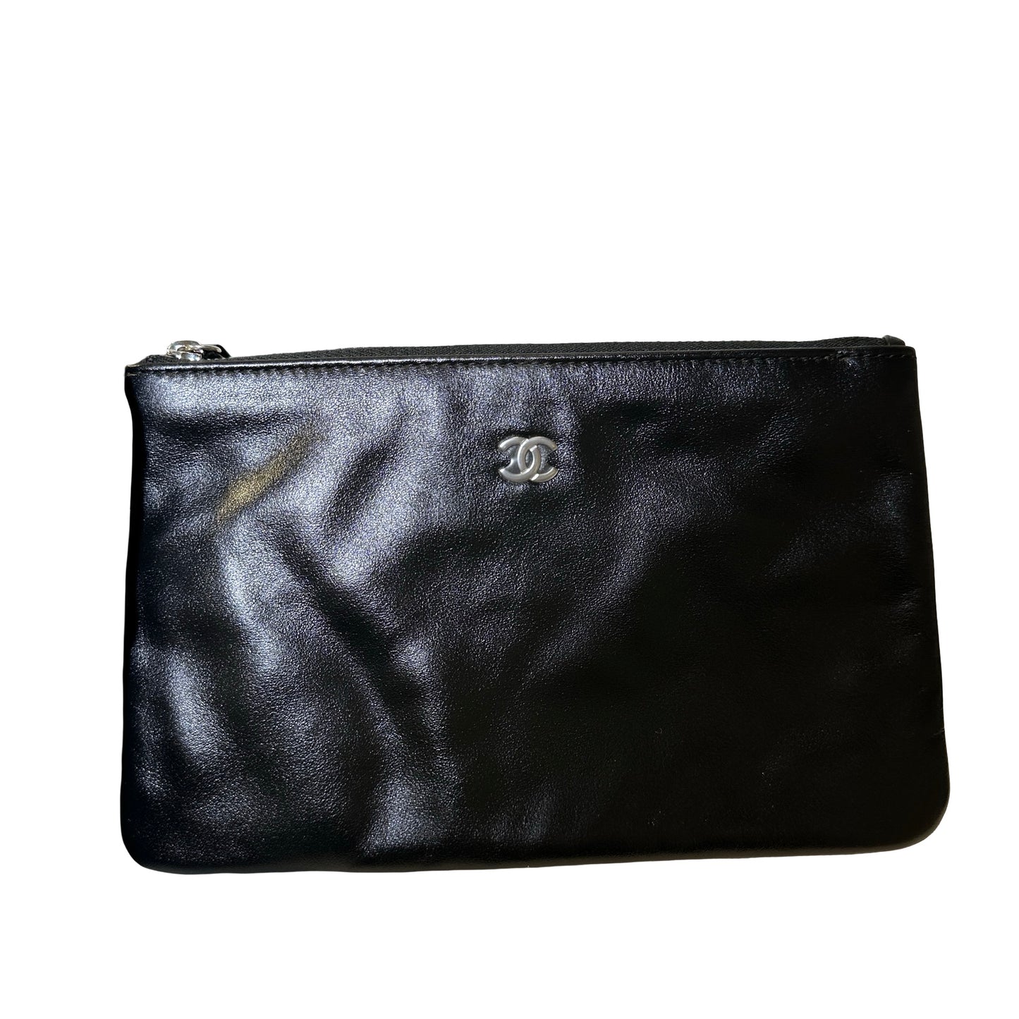 Used Chanel Shiny Calfskin 22 Hobo Bag Black PHW