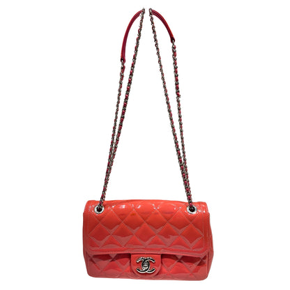 Used Chanel Patent Leather Flap Shoulder Bag PHW Pink