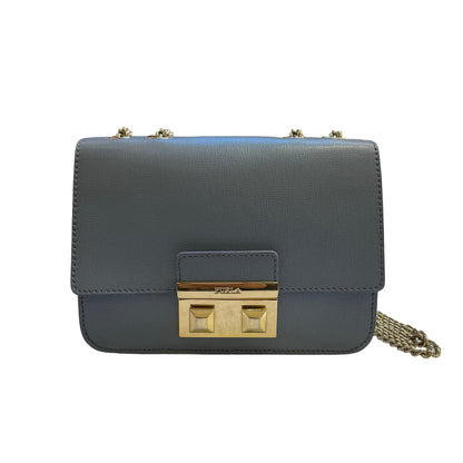 Used FURLA Calfskin Leather Furla Crossbody Cross Body Bag Blue GHW