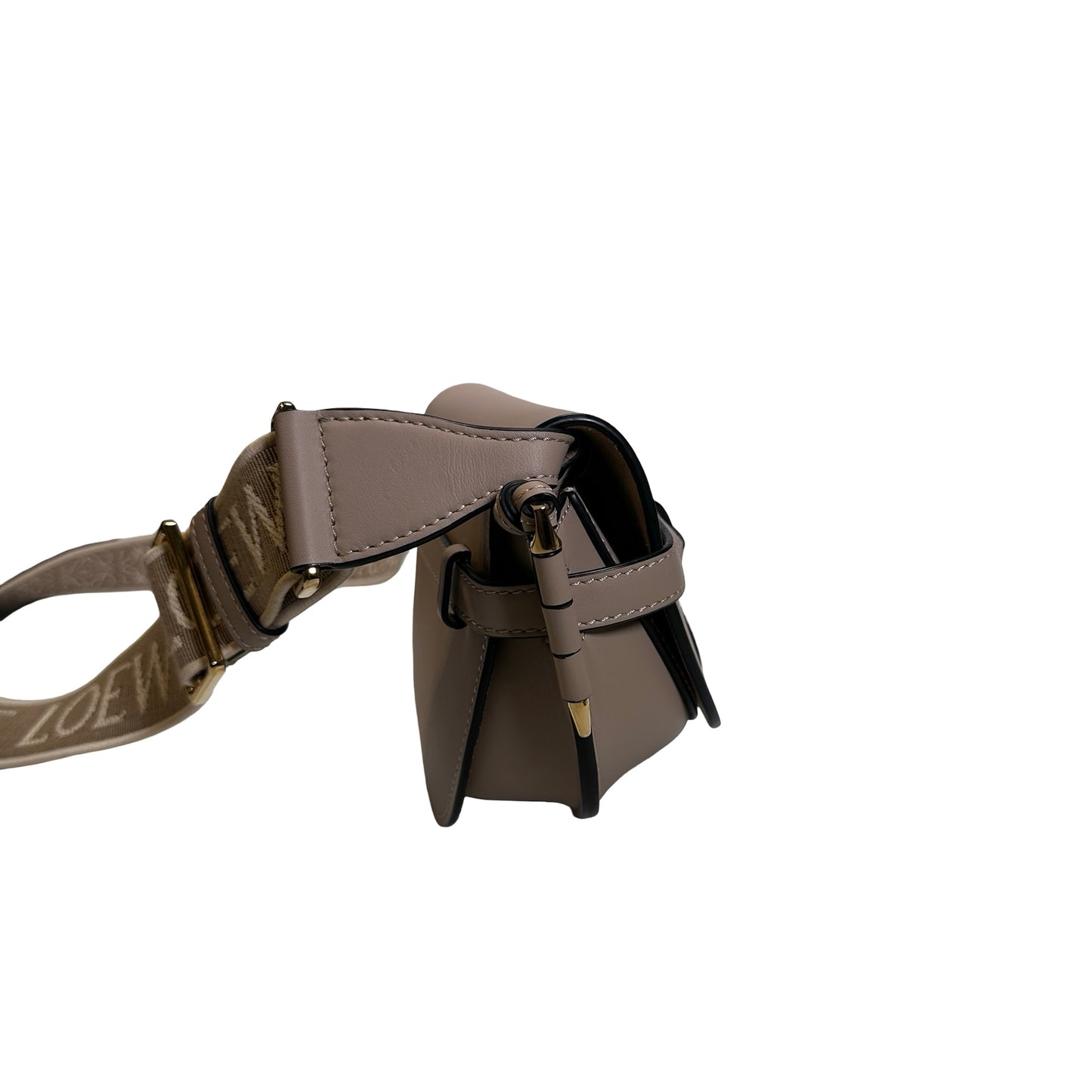 Used LOEWE Calfskin Gate Dual Crossbody Bag Taupe