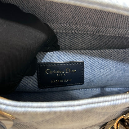 Used DIOR Denim Cannage D-Joy Medium Two Way Shoulder Bag Light Blue