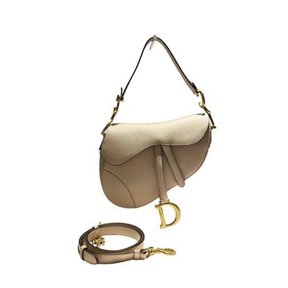 Used Dior Saddle Shoulder Bag Beige GHW