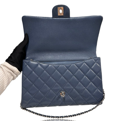 Chanel Caviar Leather FLAP Shoulder Bag Blue PHW