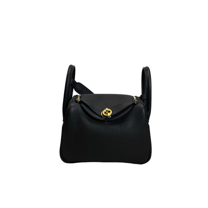 Brand New HERMES Clemence Mini Lindy Handbag Caban GHW