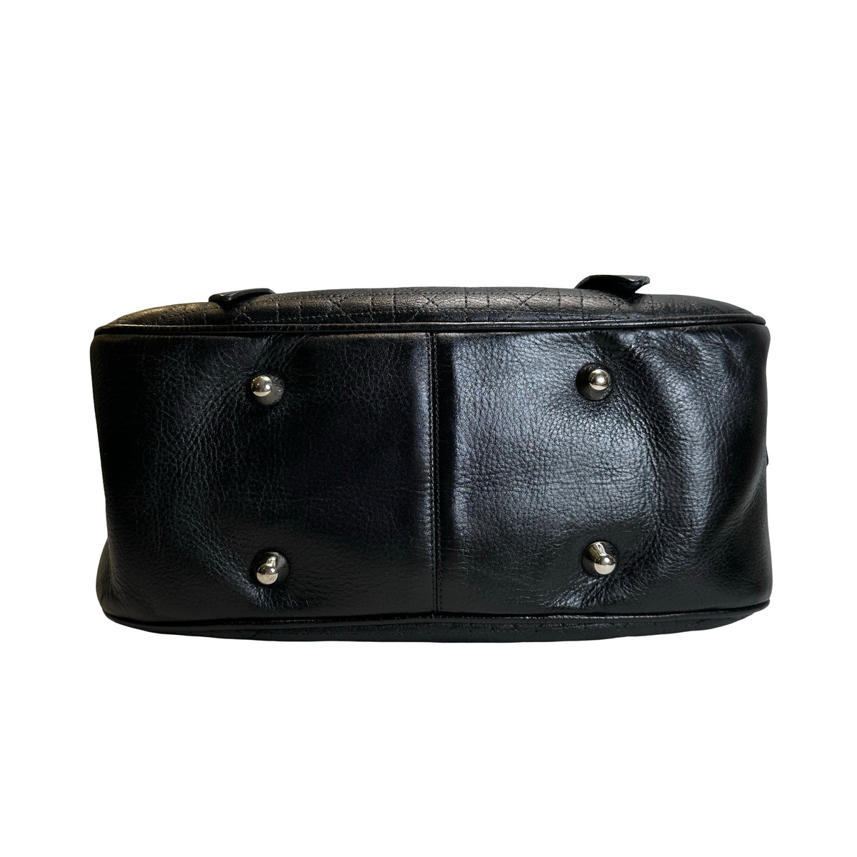 Used DIOR Cannage Leather Cannage Handbag Handbag Black Silver
