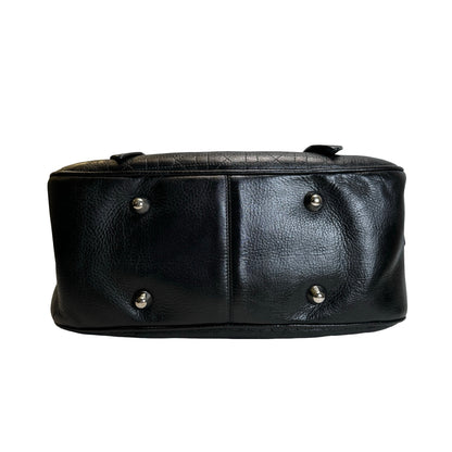 Used DIOR Cannage Leather Cannage Handbag Handbag Black Silver