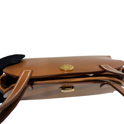 Unused Hermès Swift leather Canvas SAC TABLIER SELLIER Shoulder Bag Brown GHW