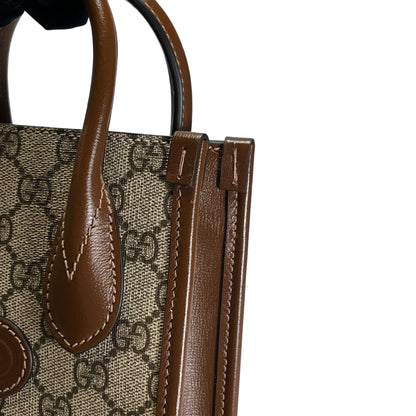Used GUCCI GG Supreme Interlocking G Mini Tote Bag Tote Bag Beige Brown