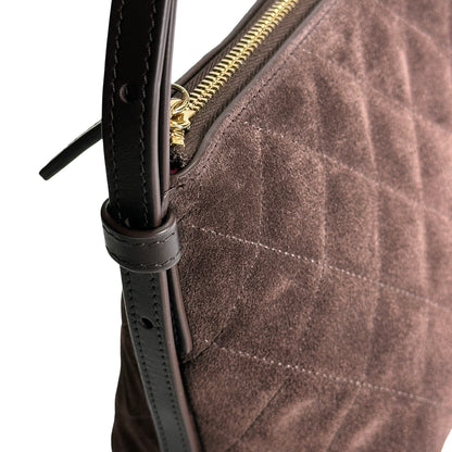Brand New CHANEL Quilted Suede Quilted Suede Shoulder Bag Shoulder Bag Brown GHW