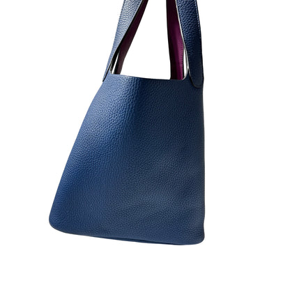 Used HERMÈS Bucket Bag Picotin 22 Navy Blue Purple PHW