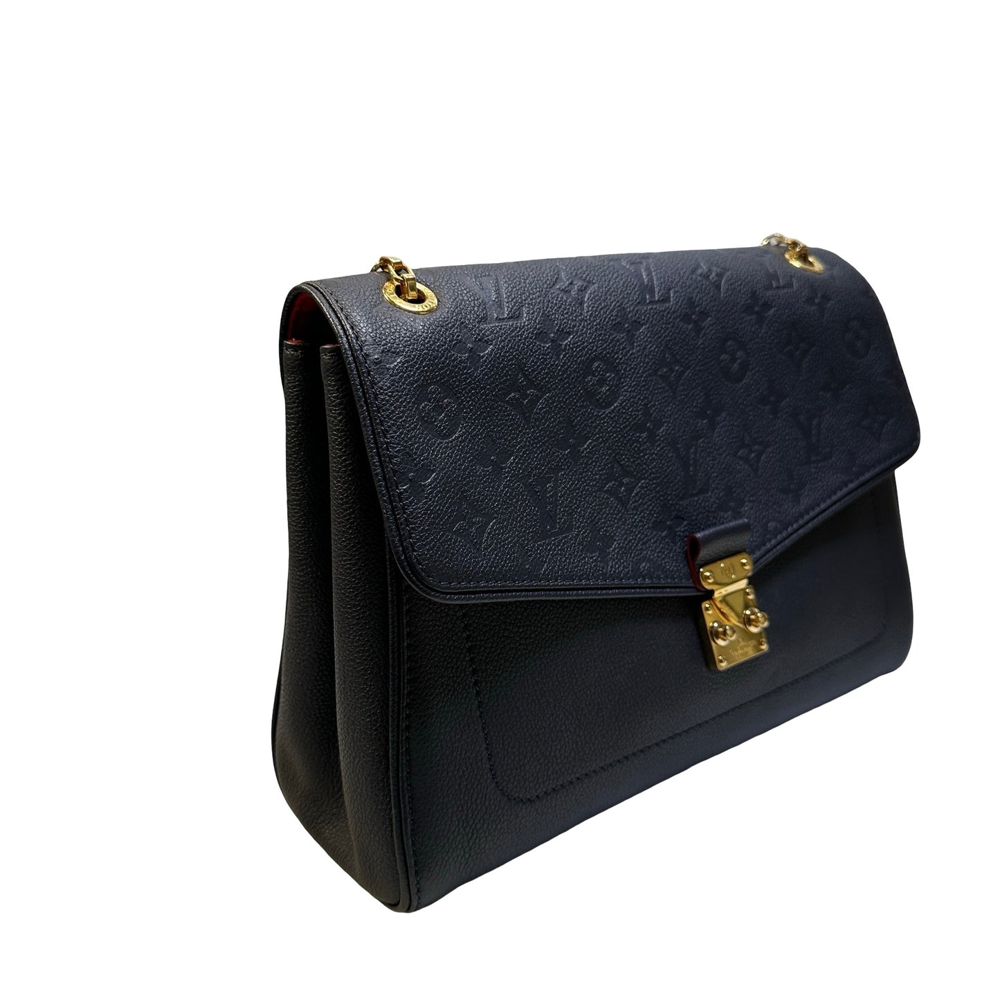 Used LOUIS VUITTON Monogram Empreinte Leather Pochette Metis Shoulder Bag Navy GHW