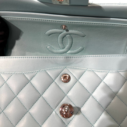 Used CHANEL Lambskin Leather CF 23 Shoulder Bag Blue PHW
