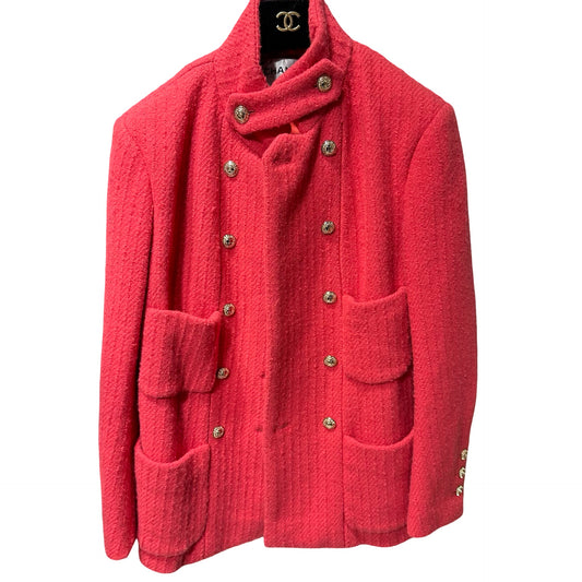 Used CHANEL Tweed Tweed Jacket Jacket Pink