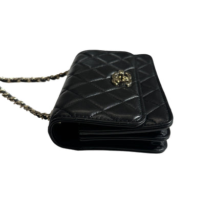 Used CHANEL Quilted Lambskin Trendy CC WOC Wallet on chain Black GHW