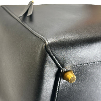 Used CELINE Leather Belt Bag Handbag Black Beige