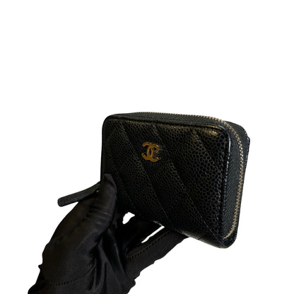 Used CHANEL Caviar Quilted Classic Zipped Coin Purse Coin Purse Black GHW