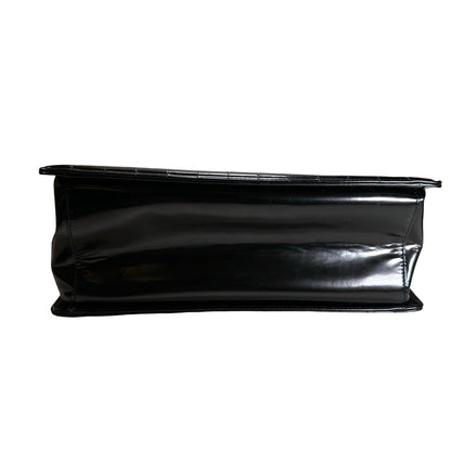 Used CHANEL Patent Leather Boy Shopping Tote Tote Bag Black PHW