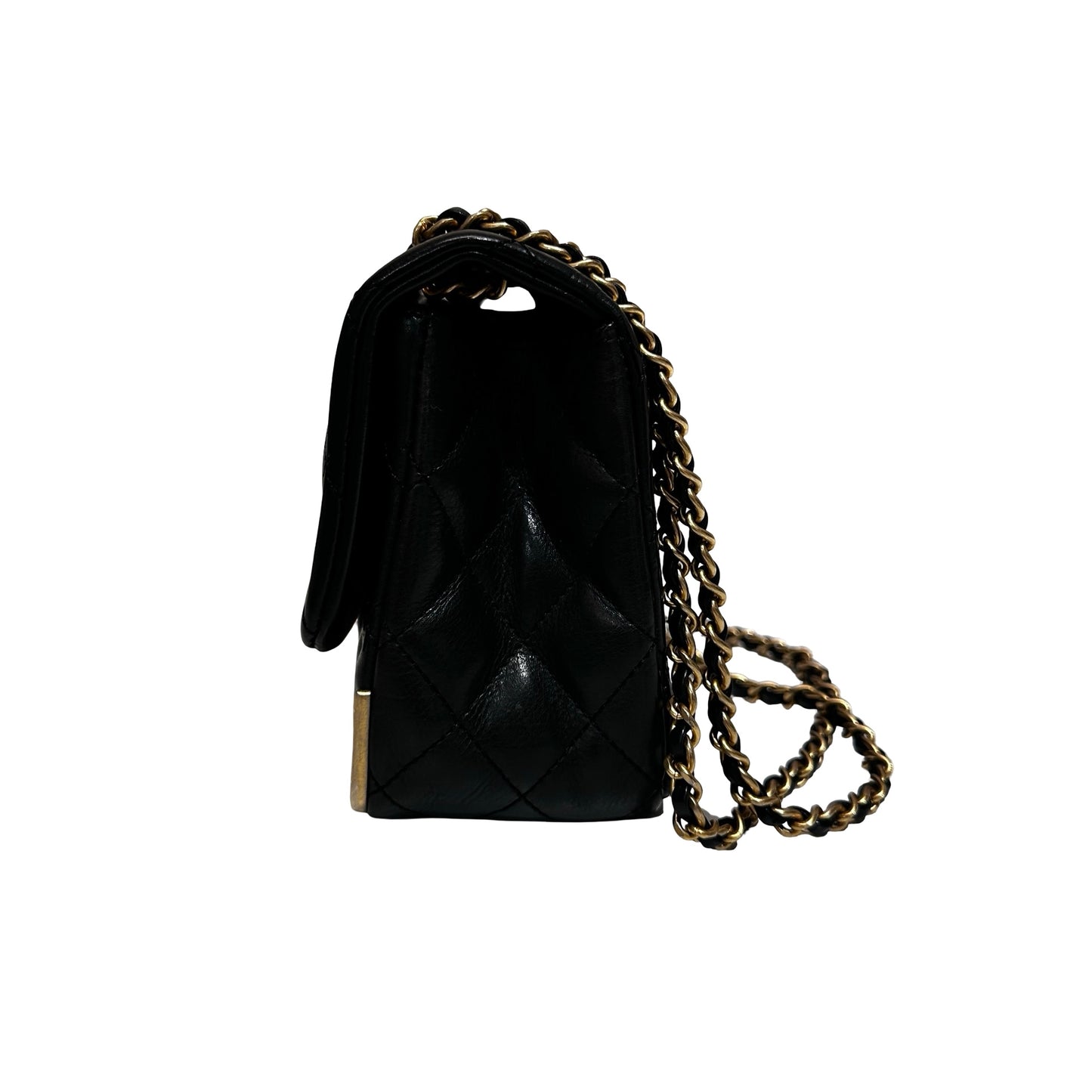 Used Chanel Rock The Corner Mini Flap Shoulder Bag Black GHW