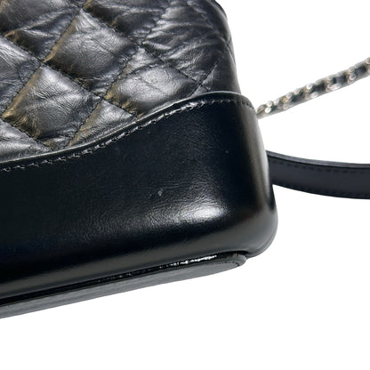 Used CHANEL Calfskin Leather Gabrielle woc Chain shoulder bag Black PHW